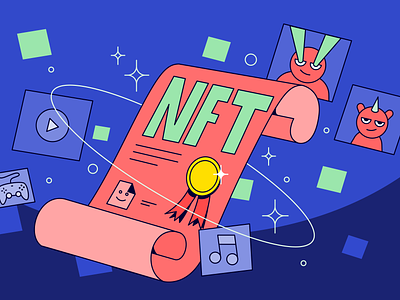 What is an NFT? academy article blockchain character contract cover crypto design fungible illustration metaverse nft pfp smart token vector web3