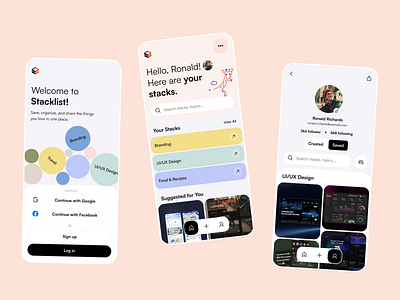 Stacklist Mobile App app capi creative graphic design mobile stacklist ui uiux
