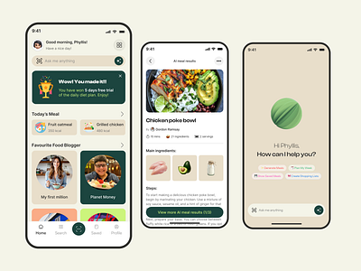 AI meal plan ai app creative graphic design health meal mobile ui uiux