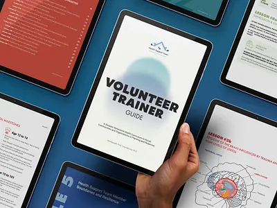 Volunteer Trainer Guide Ebook branding brochure data visualization design ebook graphic design guide handbook human resources illustration indesign layout pdf design print template ebook trainer vector volumens volunteer