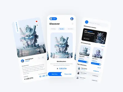 NFT Mobile App Animation Version 2d 3d animation app branding clean crypto graphic design ios mobile motion motion graphics nft ui