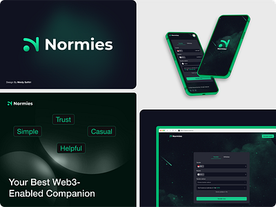 Normies - Branding, N logo blockchain branding crypto design graphic design illustration landing page logo mockup n letter n logo normies logo ui ux vector web3