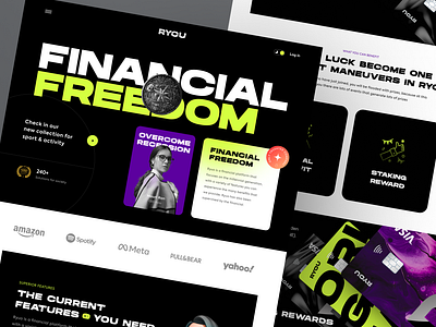 RYOU - Finance Landing Page bank business cash clean credit crypto cryptocurrency debit digital banking exploration finance financial fintech landing page money payment ui ui design ux wallet