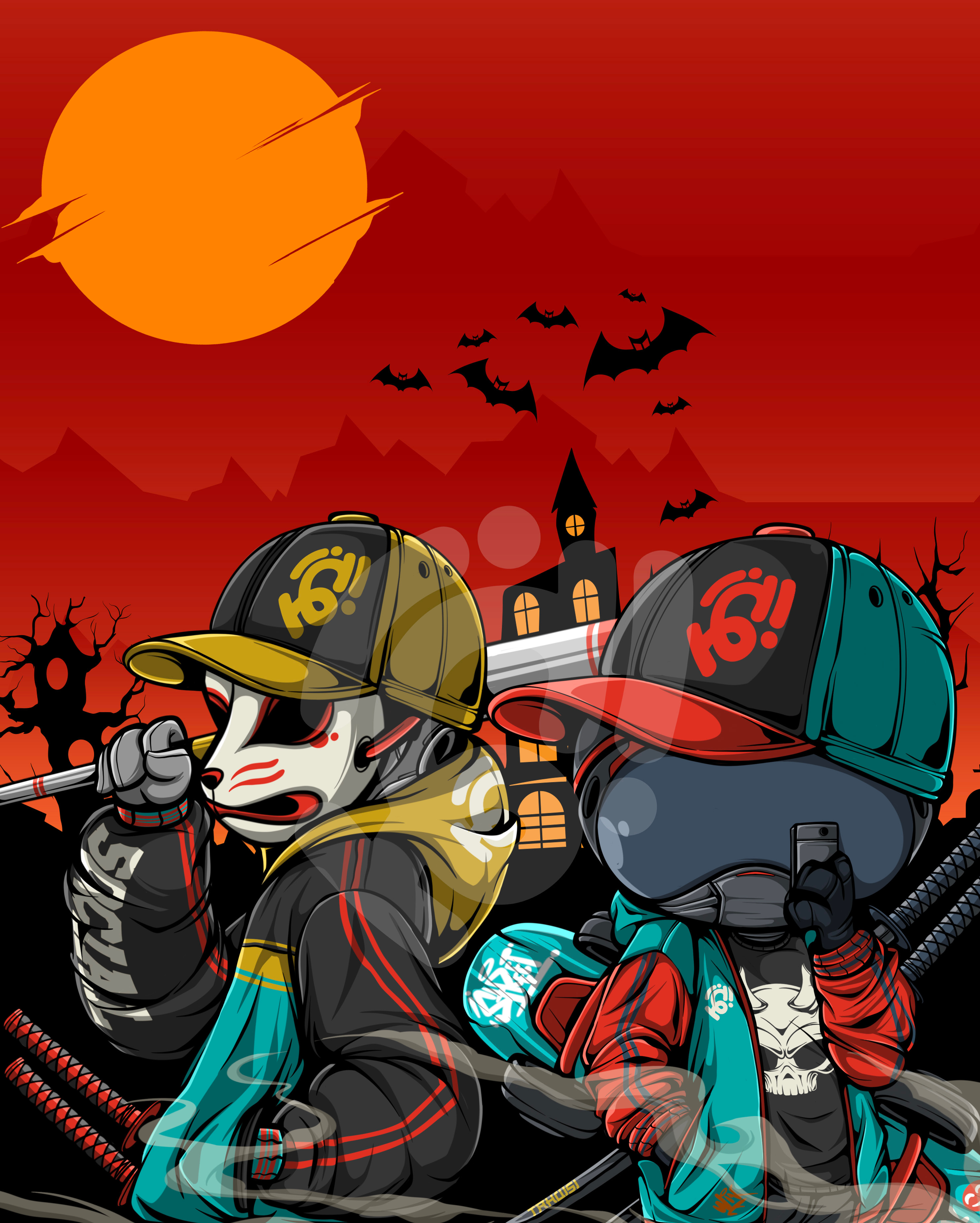 THE NIGHT WARRIOR anime art character comic cyberpunk design game illustration manga streetart vector