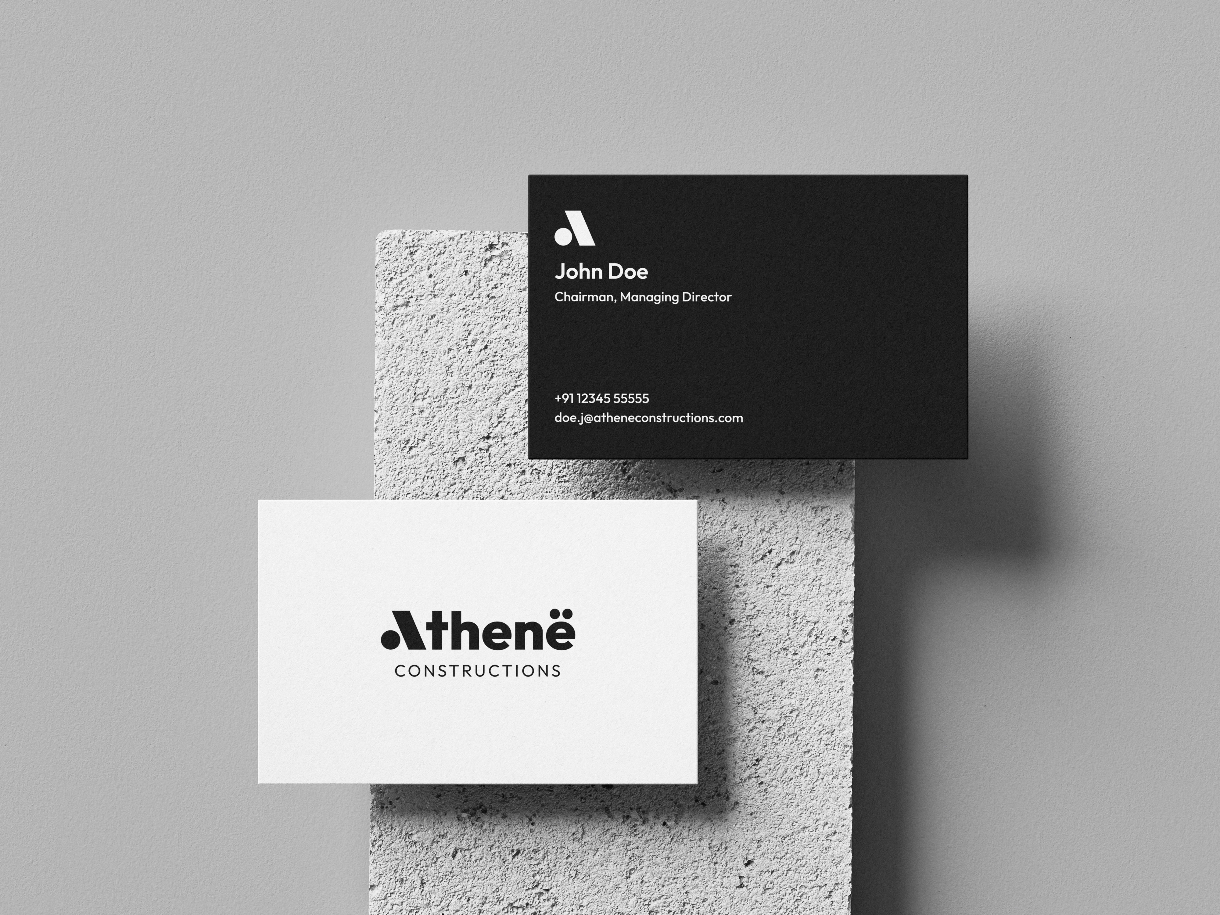 Athene Constructions Branding branding business card graphic design logo monochrome