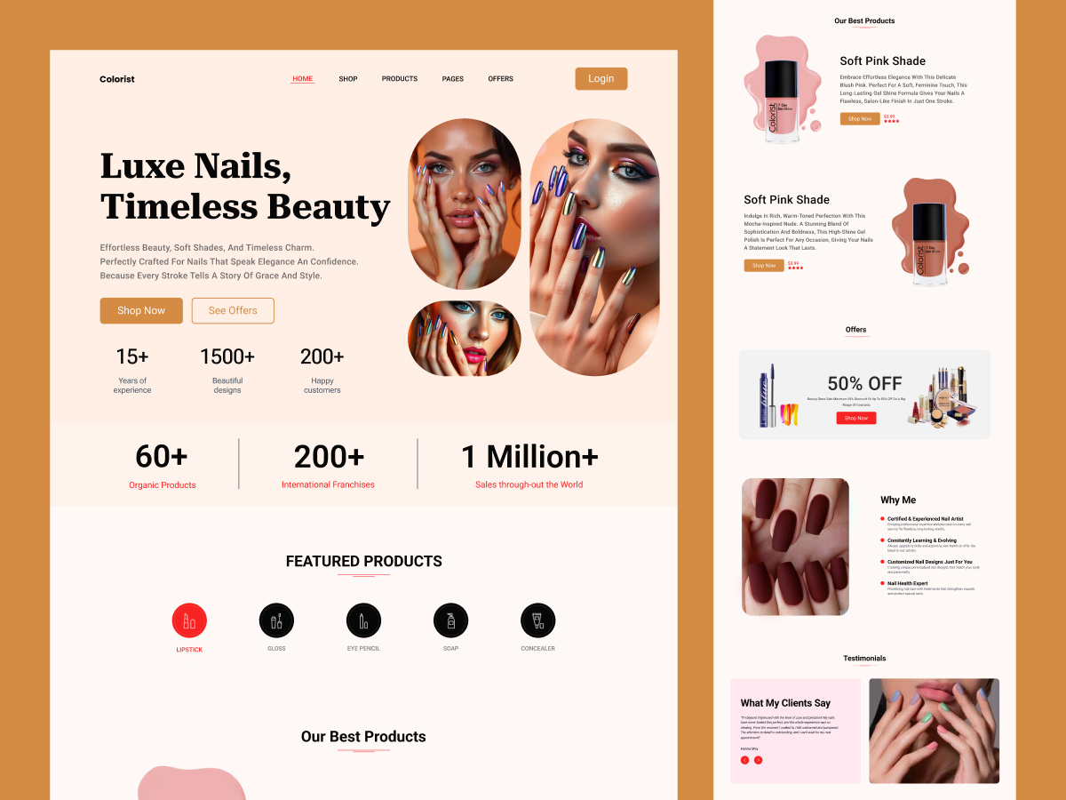 Colorist - Nail Paint Website clean graphic design landing page landing page design minimal modren nail nail paint nail paint landing page design nail paint website design shopify top top design ui design web website website design