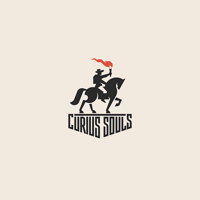 curius souls curius explore explorer fire graphic design horse horse rider logo rider