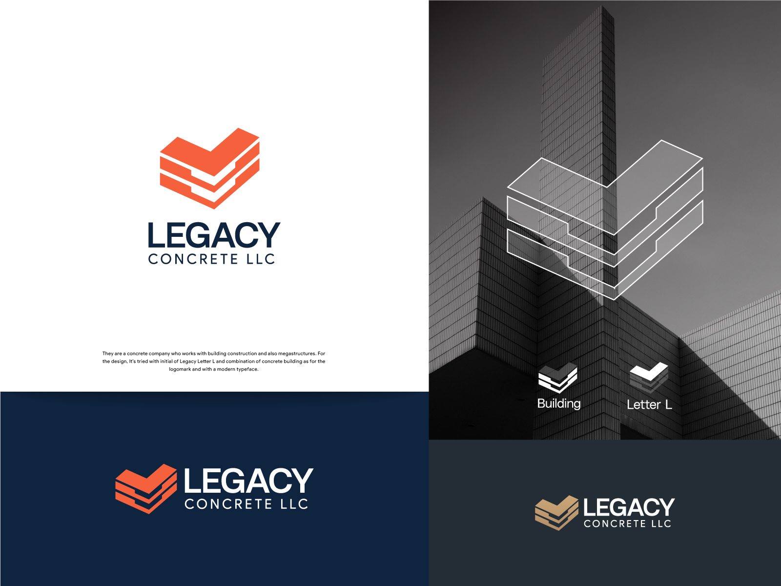Legacy Concrete LLC | Letter L Construction Logo Design a b c d e f g h i j k l m n architect blocks brand identity branding brandmark building concrete construction construction logo graphic design home logo l logo letter l minimal modern logo o p q r s t u v w x y z property logo real estate visual identity