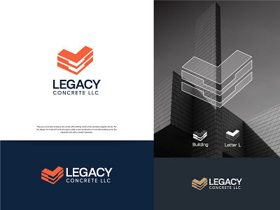 Legacy Concrete LLC | Letter L Construction Logo Design a b c d e f g h i j k l m n architect blocks brand identity branding brandmark building concrete construction construction logo graphic design home logo l logo letter l minimal modern logo o p q r s t u v w x y z property logo real estate visual identity