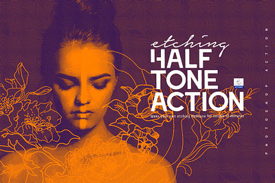 Etching Halftone Action 3d animation graphic design motion graphics ui