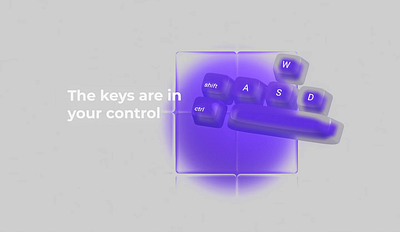 3D Interaction Study – Glassmorphism & Motion Keys Concept 3d animation hero interaction webdesign