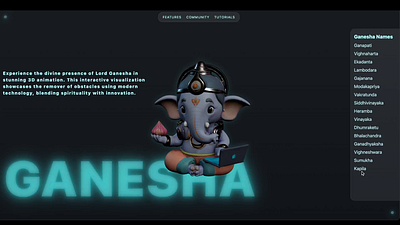 Ganesha 3D Website Concept 3d animation branding graphic design logo motion graphics ui