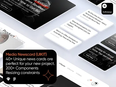 Media Newscard (UIKIT) atom card card design clean ui components components ui crm dashboard design system figma figma card figma ui minimalism news design sketch the18.design ui kit uidesign uikit wireframes