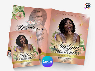 Peachy Beauty Canva Obituary Template mockup presentation