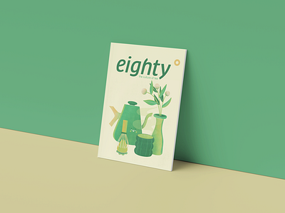 Eighty Degrees Magazine Mockup Design art beverage branding design editorial editorial illustration gradient graphic design green tea illustration layout magazine magazine design matcha mockup still life tea