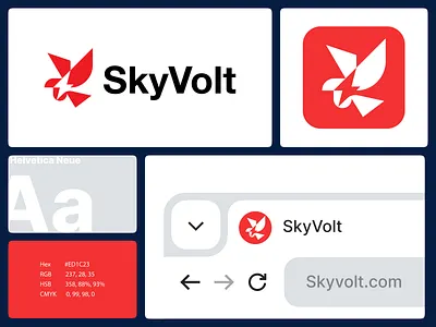 SkyVolt – Drone logistics & clean energy startup brand identity business logo cyber security logo drone startup eagle log energy logo lightning logo logo design minimal logo modern logo design negative space logo sky volt sustainable tech tech branding