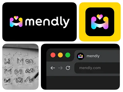 Mendly – Modern Connection & Care Logo Design app logo brand identity branding business logo design gradient logo gradientlogo human connection logo design minimal logo