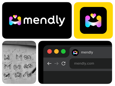 Mendly – Modern Connection & Care Logo Design app logo brand identity branding business logo design gradient logo gradientlogo human connection logo design minimal logo