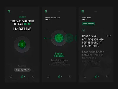 Hz. Mevlana & Rumi app dark mevlana mobile rumi ui ux