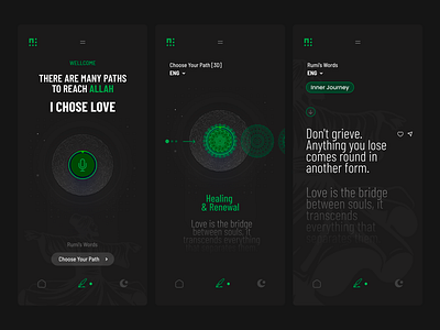 Hz. Mevlana & Rumi app dark mevlana mobile rumi ui ux