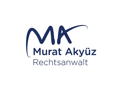Murat Akyüz Rechtsanwalt minimal word Logo identity design