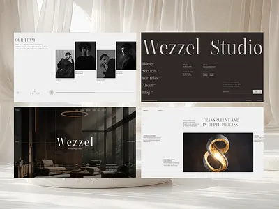 Wezzel — Interior design studio aesthetic architecture beige branding brown design studio e commerce elegant footer graphic design hero section interior landing logo luxury premium swiss team block typography ui