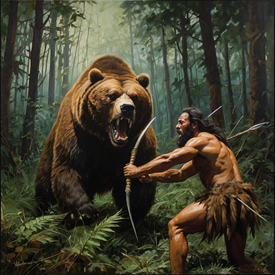 Caveman aventura caça design grafico historia ilustração pre historia