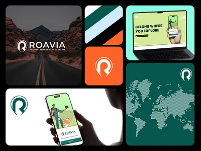 ROAVIA Travel Branding brand identity branding design cards colorful concept illustration logo inspirations logotype modern logo pattern tips travel agency travel branding travelling