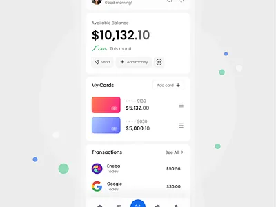 Finance Mobile Banking App app bank banking card clean design finance graphic design mobile money personal ui ux wallet