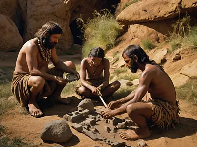 Descobrindo o fogo 3d animation design grafico historia homosapiens illustration imagem pre historia