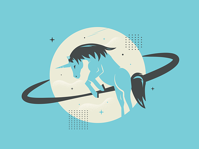 Space Unicorn blue circle creative design dots graphicdesign horse illustration jump magic magical outerspace planet series space stars unicorn vector