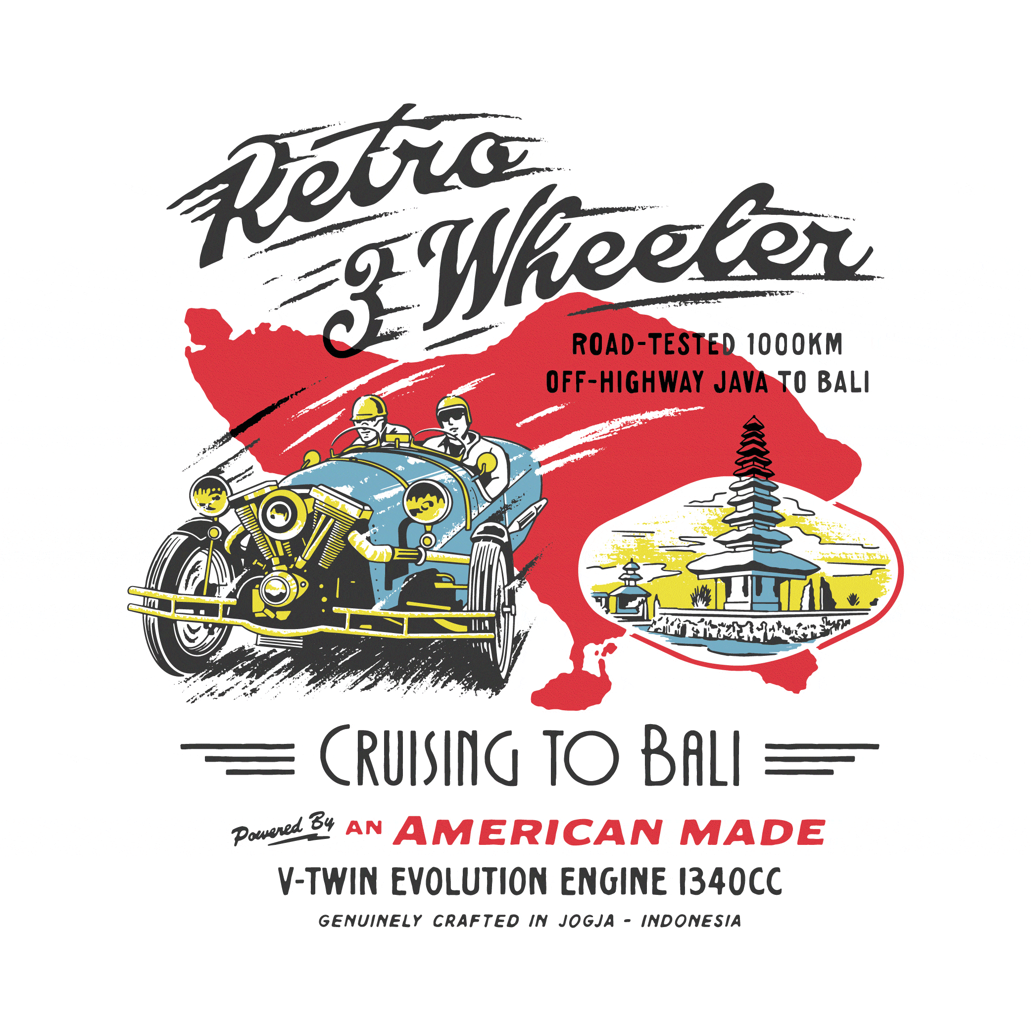 Retro 3 Wheeler Artwork 3 wheeler badge design branding car custom car illustration poster retro car retro poster t shirt design vintage vintage badge vintage car