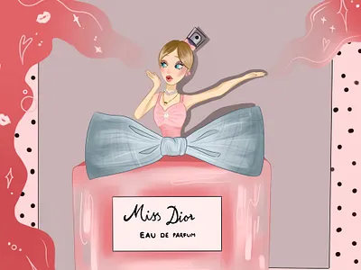 miss Dior beauty cartoonart characterdesign dior fashion graphic design illustraion luxury