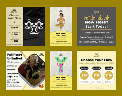 Soul City Yoga - Social Media Ads branding graphic design illustration