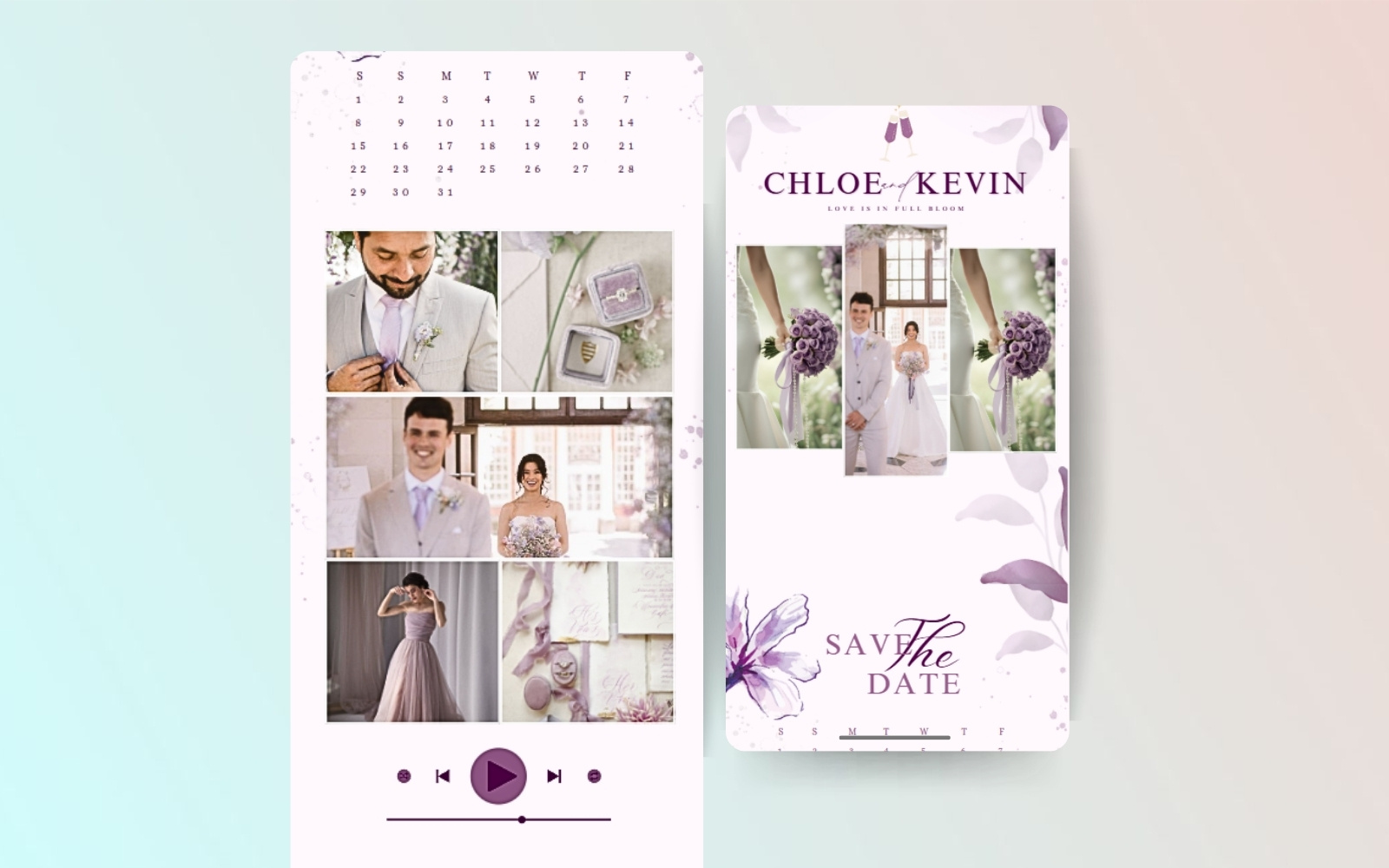 Purple Floral Elegant Wedding Website Template (Canva) branding canvatemplate design graphic design invitation ui websitetemplate wedding weddingtemplate