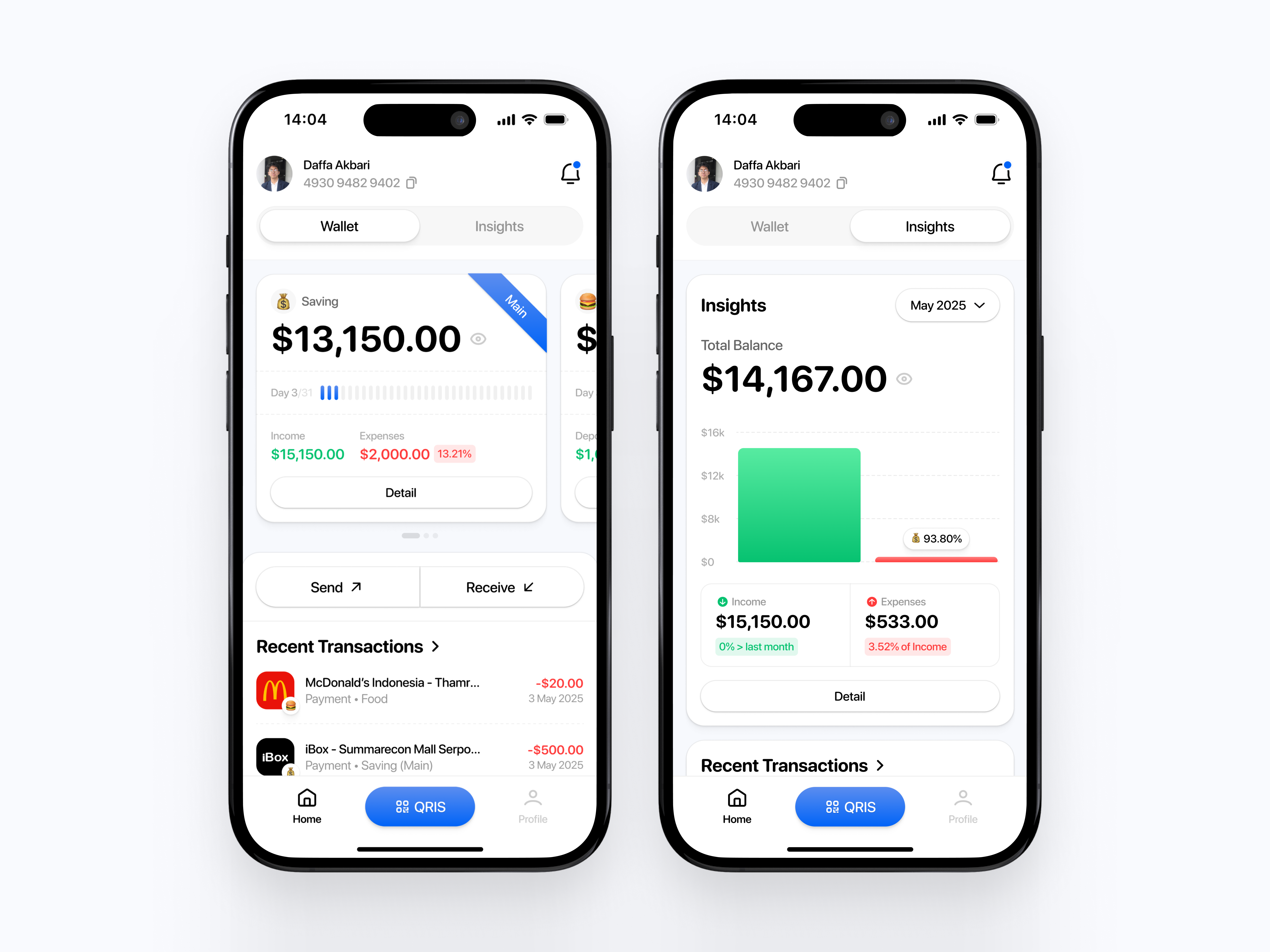 Budgeting-focused Financial App blue and white budgeting app clarity finance app ios mobile app modern payment app simple ui uiux