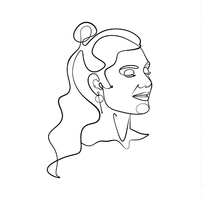 Beauti face one line art black and white face graphic design illustration illustration art line art logo one line art outline face vector