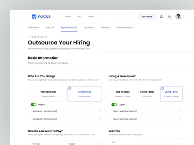 Job Search Platform - Outsource Your Hiring admin panel component card dashboard employee management erp erp dashboard erp product erp system freelance app freelance job hiring human resources job application job details job portal product design recruitment user interface web component web design