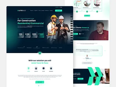 Construction SaaS Landing Page adobe xd belgian clean design construction construction saas design figma saas ui designer uiux web design website