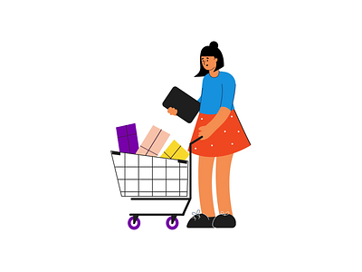 Girl Carrying Shopping Trolley Animation adobe after effect animation animation after effects brunette gif animation illustration illustration animation lottie lottiefiles