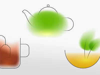 Tea blur cup drink gradient icon illustration leaf minimal mint tea teapot vector