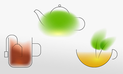 Tea blur cup drink gradient icon illustration leaf minimal mint tea teapot vector