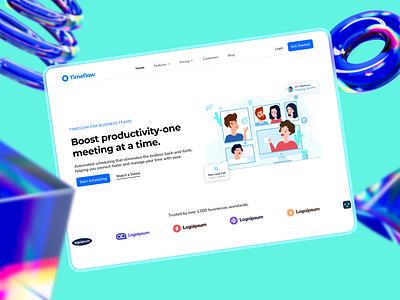 Hero Section Exploration – Booking & Scheduling Platform booking platform figma hero section landing page meeting website modern design modern website scheduling platform ui ux website design