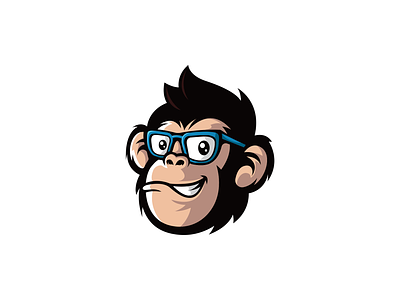 Recess 2d branding chimpanzee clean design glasses gorilla illustration logo mascot modern monkey recess simple vector