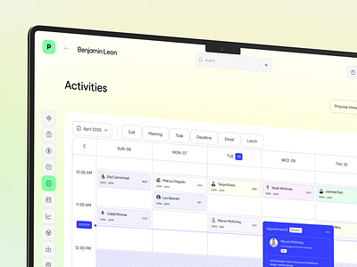 Pipedrive CRM - Calendar and Task Management Web App UI activities planner appointment scheduling business dashboard calendar app crm dashboard meeting scheduler pipedrive crm productivity tool project management saas dashboard saas platform task management team collaboration time management uiux design web app design web design