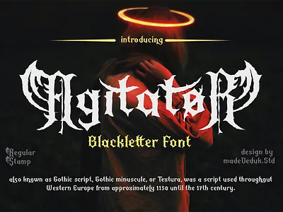 Agitator Blackletter Font blackletter blackmetal font brand identity branding classic blackletter decorative font fashion font goodtype gothic font halloween font headline font horror font invitation font logotype modern blackletter typography