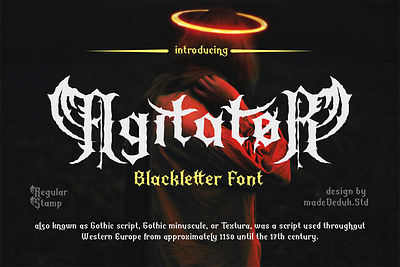 Agitator Blackletter Font blackletter blackmetal font brand identity branding classic blackletter decorative font fashion font goodtype gothic font halloween font headline font horror font invitation font logotype modern blackletter typography