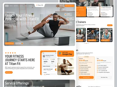 Titan Fit – A One Page Fitness Website branding charts design fintechdesign fitness fitness ui fitness web gym healthy home gym minimalui ui ui design ux ux design web design workout