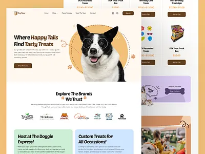 Dog Website - UI UX creative design dog treats ecommerce interaction design interactive ui landing page modern ui online shop pet store pets shopify design ui uiux user friendly design ux website concept