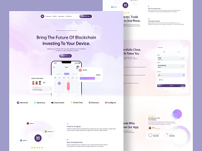 Fintech Landing Page aiinfinance clean cryptoapp gradiantui hire me investment app protfolio manager saas landing page task app uiux web design web3 design website